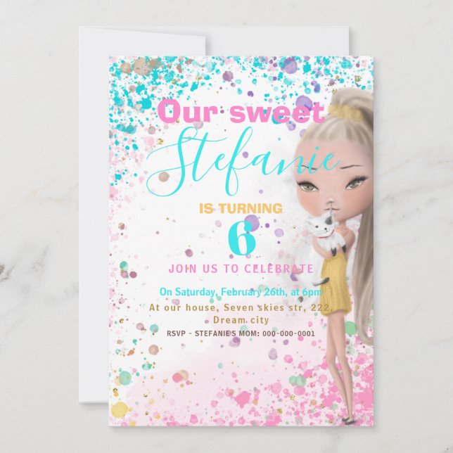 Convite de festas aniversário de criança colorido (Frente)