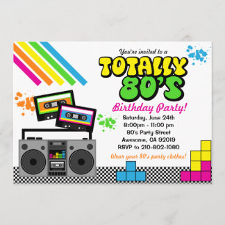 Convite de festas anos 80