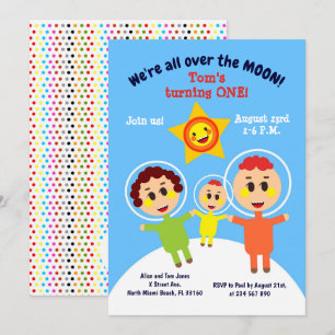 Convite de festas astronauta do primeiro aniversár