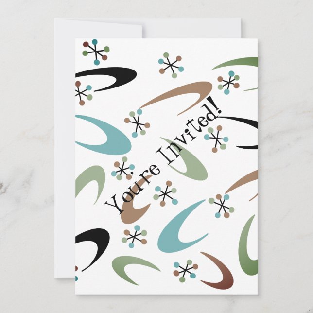 Convite de festas Atômica do século médio (Frente)