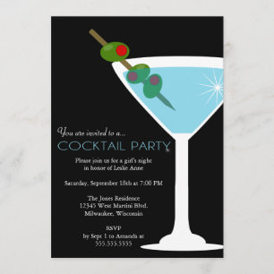 Convite de festas Azul Martini