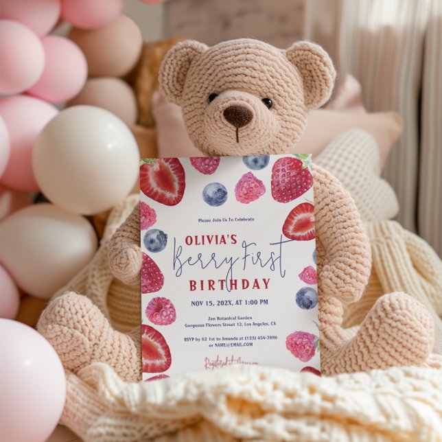 Convite de festas Berry First Birthday Berries (Criador carregado)