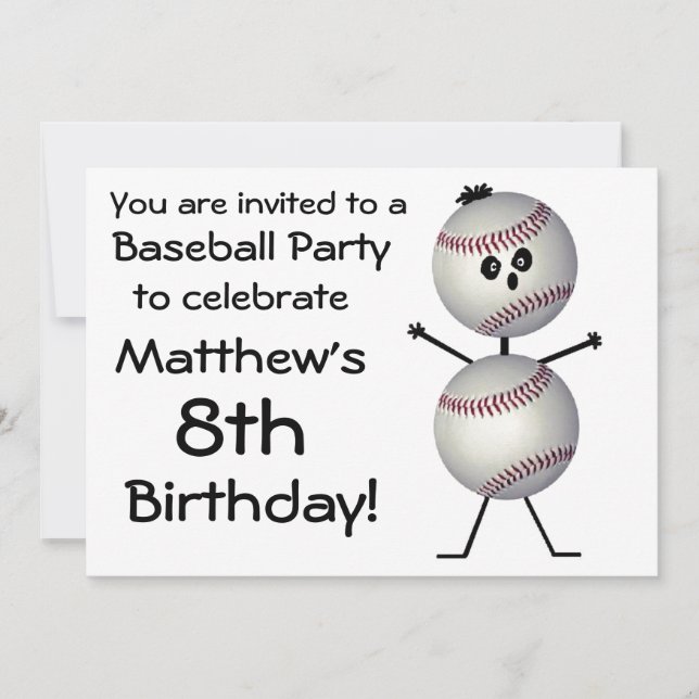 Convite de festas Birthday Baseball (Frente)