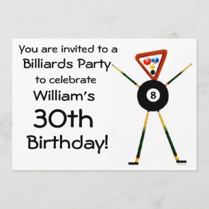 Convite de festas Birthday Billiards