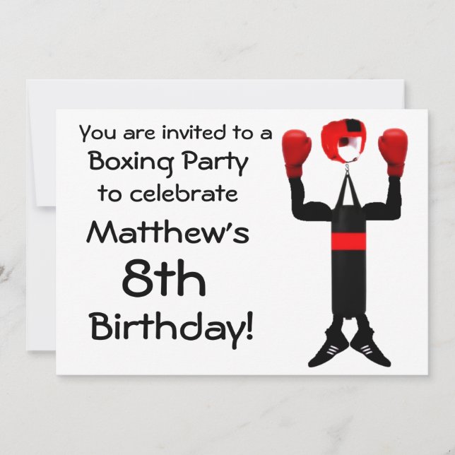 Convite de festas Birthday Boxing (Frente)