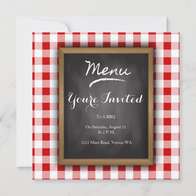 Convite de festas Bistro Chalkboard (Frente)