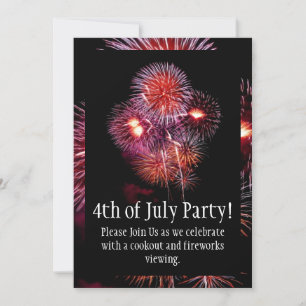 Convite de festas Black Fireworks 4 de julho