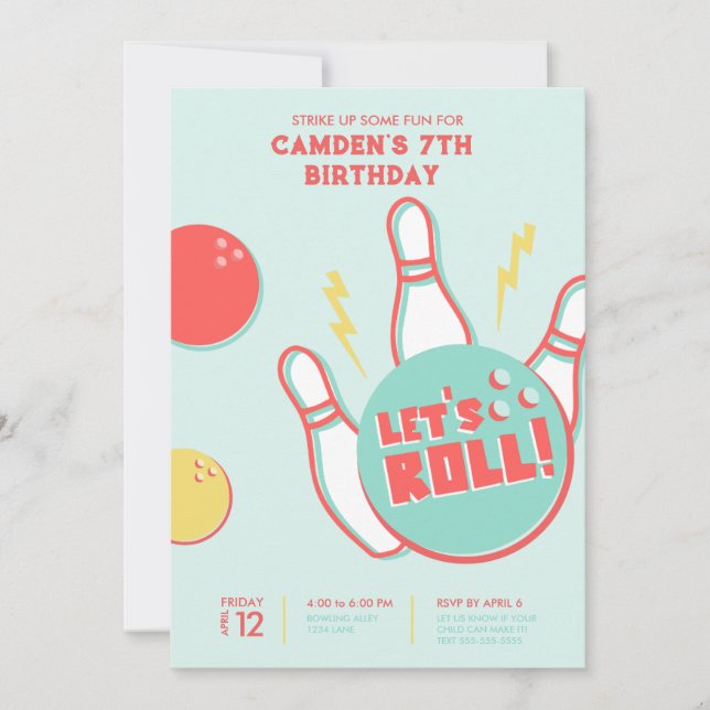 Convite de festas boliche (Frente)