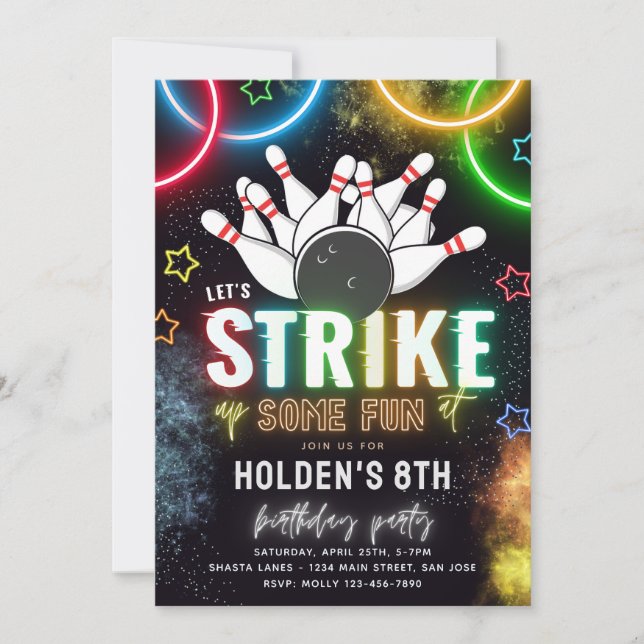 Convite de festas boliche | Aniversário da Boliche (Frente)