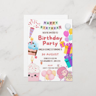 Convite de festas bonito do Aniversário de criança
