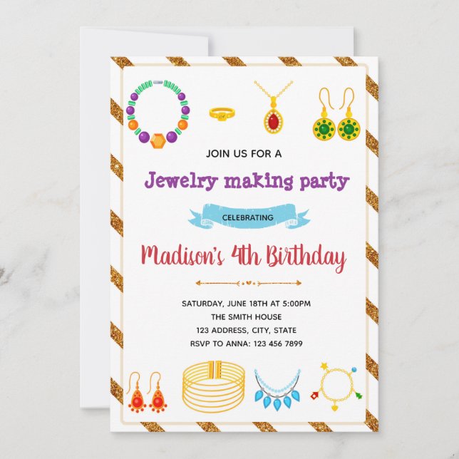 Convite de festas bonito do fazer da jóia (Frente)