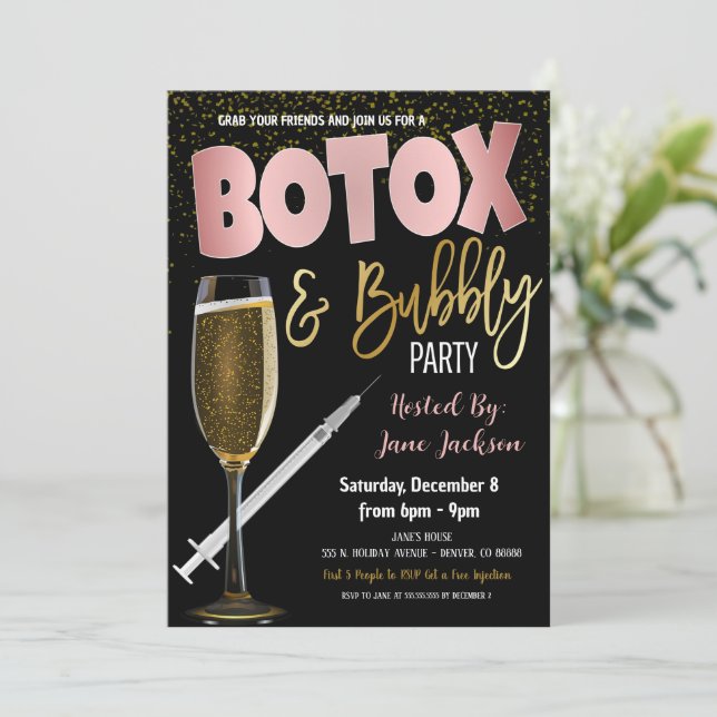 Convite de festas Botox e Bubble (Em pé/Frente)