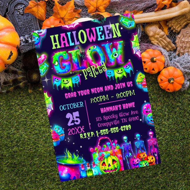 Convite de festas Brilhante Halloween (Halloween Glow Party)