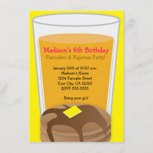 Convite de festas Brunch Amarelo Pancakes & Pajama