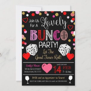 convite de festas Bunco dia de os namorados