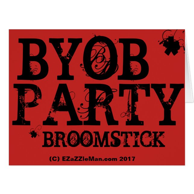 Convite de festas BYOB* * = Broomstick (Frente horizontal)
