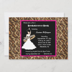 Convite de festas Caramel Fuscia Leopardo