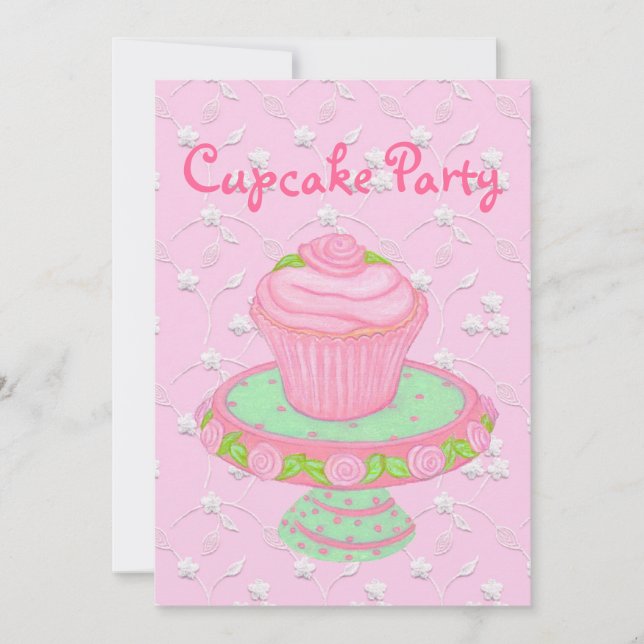 Convite de festas Cards~Personalize do cupcake! (Frente)