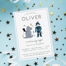 Convite de festas Cavaleiros e Dragões