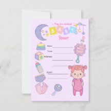 Convite de festas CHÁ DE FRALDAS GIRL