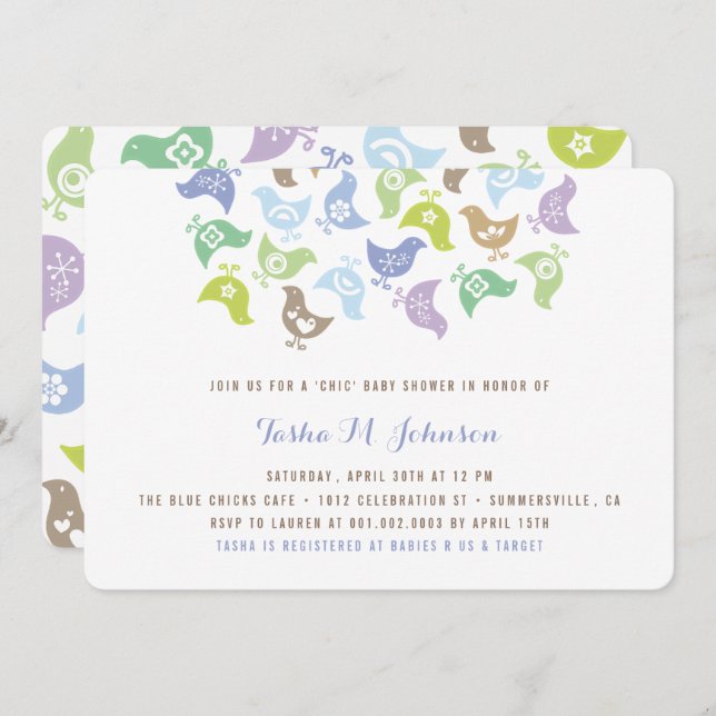 Convite de festas Chá de fraldas Pintinho para Rap (Frente/Verso)