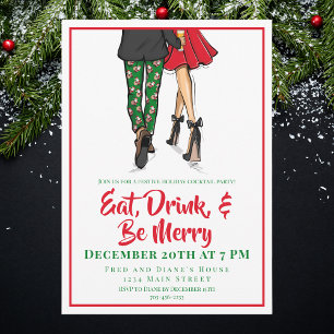 Convite de festas Cocktail de Natal   Casal festiv
