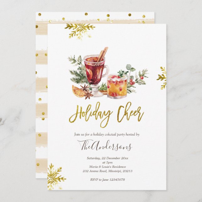Convite de festas Cocktail Natal (Frente/Verso)