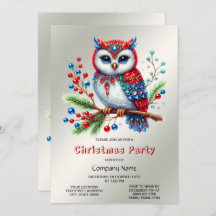 Convite de festas Colorida da Coruja de Natal