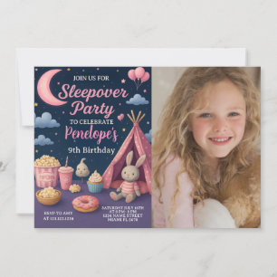 Convite de festas Colorida de Meninas com Sono