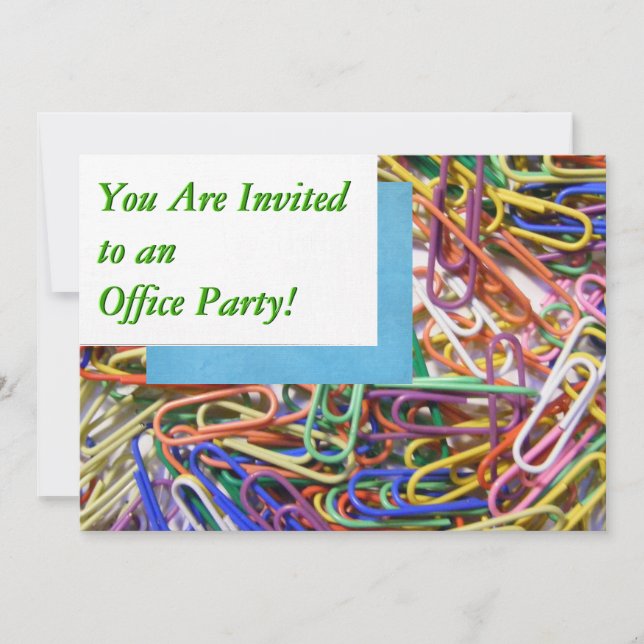 Convite de festas Colorida do Office Paperclips (Frente)