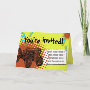 Convite de festas Colorida do Trator: adicione sua