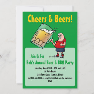 Convite de festas com Cara de cerveja de desenho e