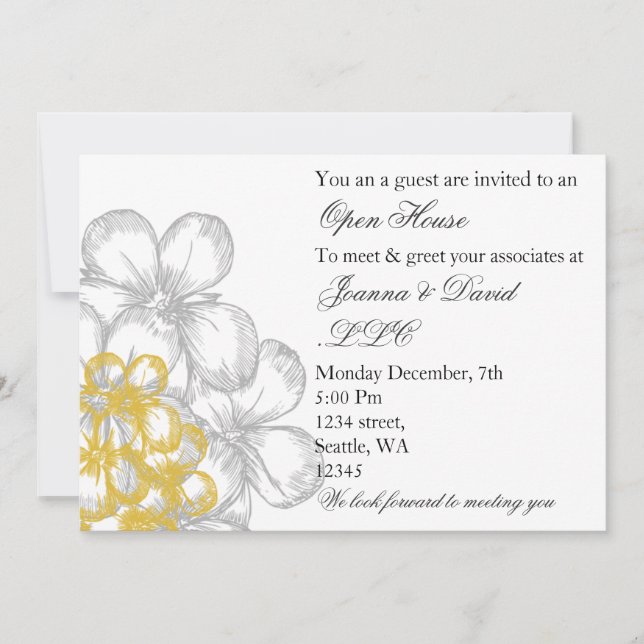 convite de festas corporativo amarelo elegante (Frente)