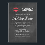 Convite de festas corporativo de bigode e Lábios<br><div class="desc">Um bigode e lábios divertidos e lisos decoram este convite do Festa de Férias em um fundo de quadro.</div>
