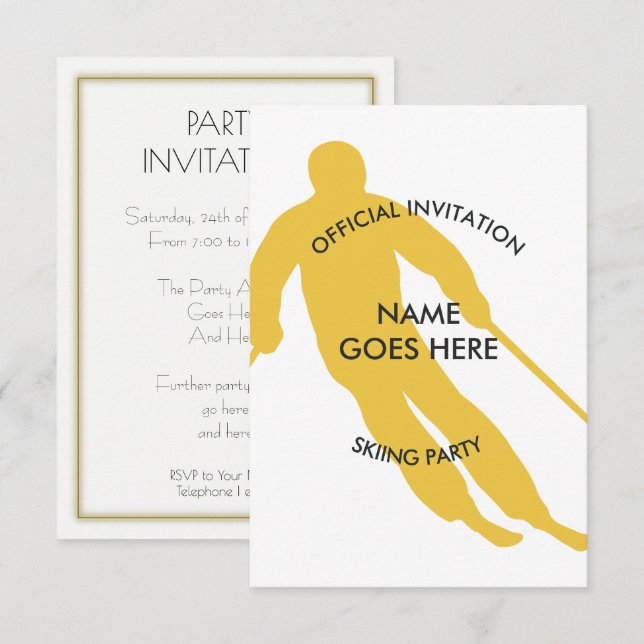 Convite de festas Customisable do esqui (Frente/Verso)