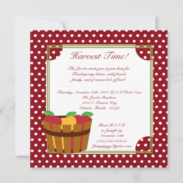 convite de festas da acção de graças da caixa de (Frente)
