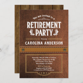 Convite de festas da aposentadoria. Couro elegante