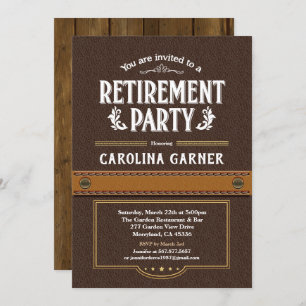 Convite de festas da aposentadoria. Couro elegante