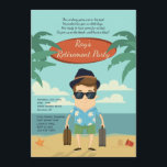 Convite de festas da aposentadoria da praia<br><div class="desc">Uma celebração da aposentadoria na praia para um homem trabalhador. Aperfeiçoe para partidos de aposentadoria do destino demasiado. (Projetado por Freepik). O cartão é fácil de personalizar com seus fraseio, opções da pia batismal, do cor da pia batismal, as de papel da forma e escolha de seis tipos de papelNão...</div>