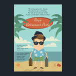 Convite de festas da aposentadoria da praia<br><div class="desc">Uma celebração da aposentadoria na praia para um homem trabalhador. Aperfeiçoe para partidos de aposentadoria do destino demasiado. (Projetado por Freepik). O cartão é fácil de personalizar com seus fraseio, opções da pia batismal, do cor da pia batismal, as de papel da forma e escolha de seis tipos de papelNão...</div>