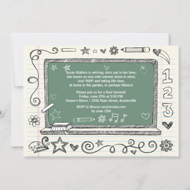 Convite de festas da aposentadoria do professor (Frente)