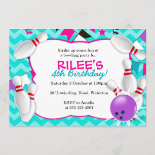 Convite de festas da boliche - MENINAS