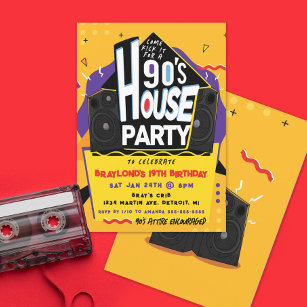 convite de festas da Casa dos 90