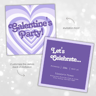 Convite de festas da Galentina do Coração Roxo