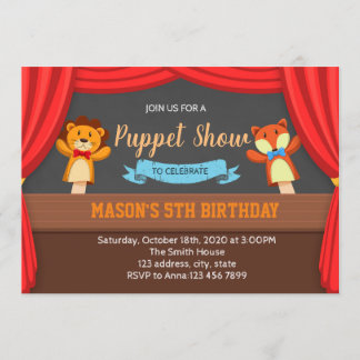 Convite de festas da mostra de fantoche