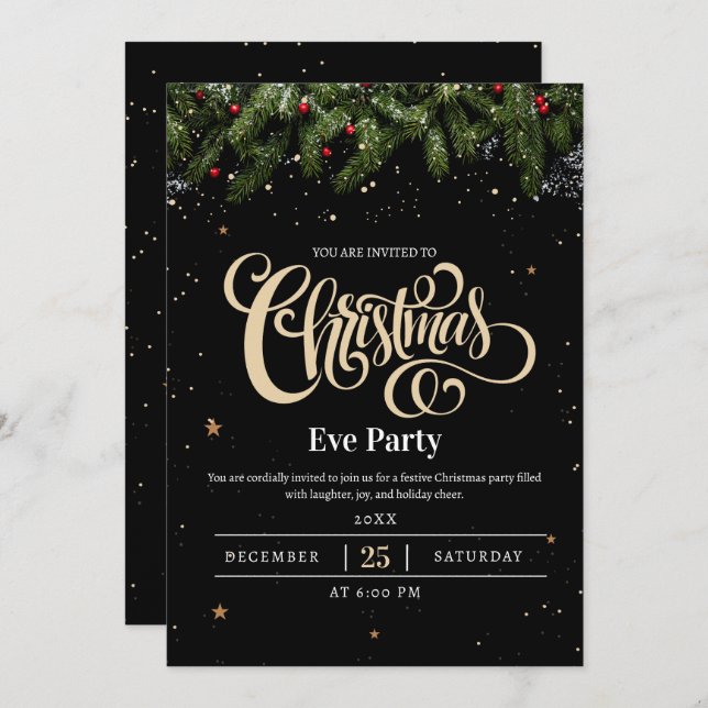 Convite de festas da Noite de Natal de Luxury Holi (Frente/Verso)