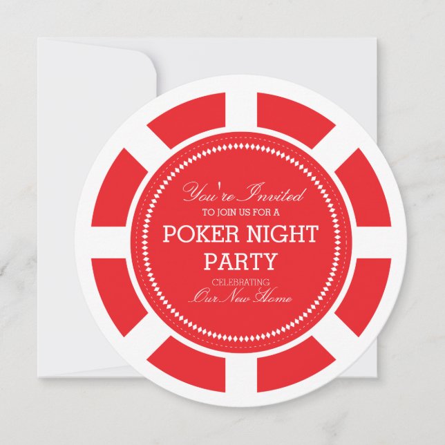 Convite de festas da Noite do Jogo do Poker Vermel (Frente)