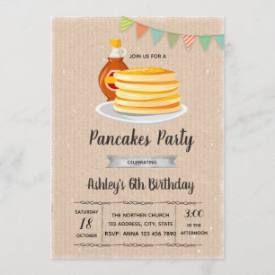 Convite de festas da panqueca do pequeno almoço