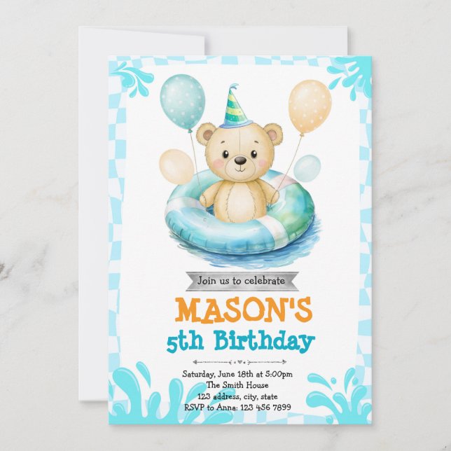 Convite de festas da piscina (Frente)