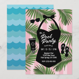 Convite de festas da Piscina do maiô retrô